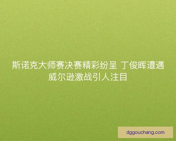 斯诺克大师赛决赛精彩纷呈 丁俊晖遭遇威尔逊激战引人注目